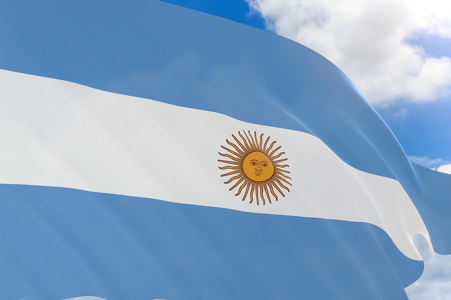Argentina Flag Against Bright Sky